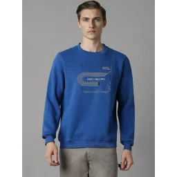 Louis Philippe Blue Cotton Regular Fit Printed Sweatshirt-picture-19