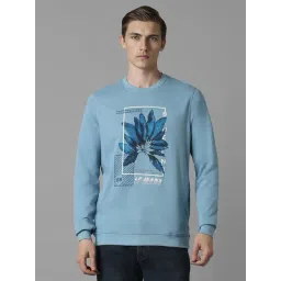 Louis Philippe Blue Cotton Regular Fit Printed Sweatshirt-picture-17