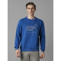 Louis Philippe Blue Cotton Regular Fit Printed Sweatshirt-picture-25
