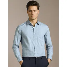 Louis Philippe Blue Cotton Regular Fit Striped Formal Shirt-picture-32