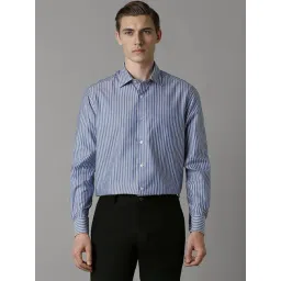 Louis Philippe Blue Cotton Regular Fit Striped Shirt-picture-27