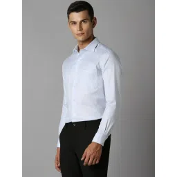 Louis Philippe Blue Cotton Regular Fit Striped Shirt image 3