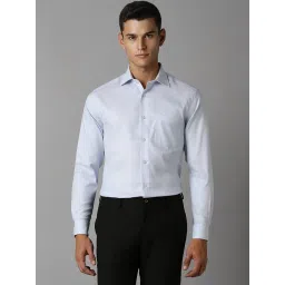 Louis Philippe Blue Cotton Regular Fit Striped Shirt image 1