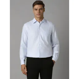 Louis Philippe Blue Cotton Regular Fit Texture Shirt-picture-30