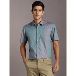 Louis Philippe Blue Cotton Regular Fit Texture Shirt-picture-41