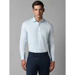 Louis Philippe Blue Cotton Regular Fit Textured Shirt-picture-18