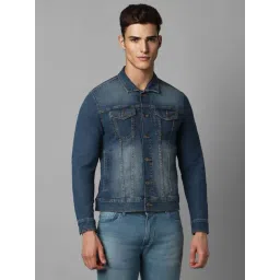 Louis Philippe Blue Cotton Slim Fit Denim Jacket-picture-21