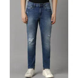 Louis Philippe Blue Cotton Slim Fit Distressed Jeans-picture-29