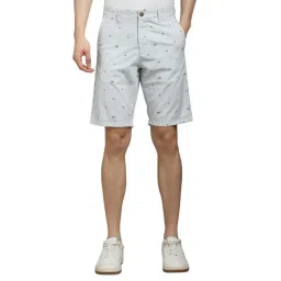 Louis Philippe Blue Cotton Slim Fit Printed Shorts-picture-39