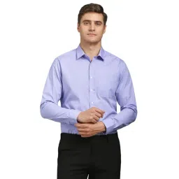 Louis Philippe Blue Cotton Slim Fit Striped Shirt-picture-19