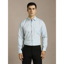 Louis Philippe Blue Cotton Slim Fit Texture Shirt-picture-25