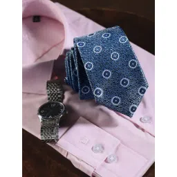 Louis Philippe Blue Embroidered Tie-picture-10