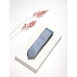 Louis Philippe Blue Embroidered Tie-picture-25