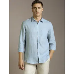 Louis Philippe Blue Linen Regular Fit Shirt-picture-35