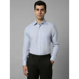 Louis Philippe Blue Linen Regular Fit Texture Shirt-picture-37