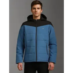 Louis Philippe Blue Regular Fit Quilted Hooded Jacket-picture-23