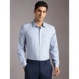 Louis Philippe Blue Regular Fit Striped Shirt-picture-31