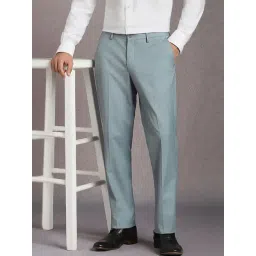 Louis Philippe Blue Slim Fit Solid Formal Trousers-picture-39