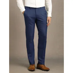 Louis Philippe Blue Slim Fit Texture Trousers-picture-23