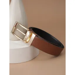Louis Philippe Brown & Black Textured Leather Reversible Belt-picture-25