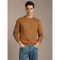 Louis Philippe Brown Cotton Regular Fit Embroidered Sweatshirt-picture-32