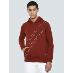 Louis Philippe Brown Cotton Regular Fit Logo Printed Hooded Sweatshirt-picture-35