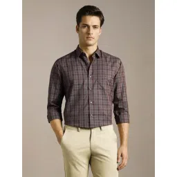 Louis Philippe Brown Cotton Slim Fit Checks Shirt-picture-24
