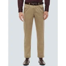 Louis Philippe Brown Cotton Slim Fit Flat front trousers-picture-25