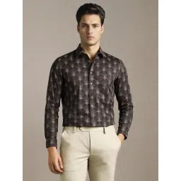 Louis Philippe Brown Cotton Slim Fit Printed Shirt-picture-17