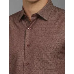Louis Philippe Brown Cotton Slim Fit Printed Shirt image 4