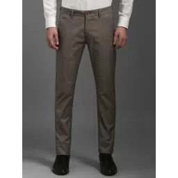 Louis Philippe Brown Cotton Slim Fit Striped Trousers-picture-28