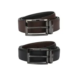 Louis Philippe Brown Leather Reversible Belt for Men-picture-16