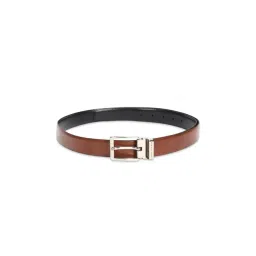 Louis Philippe Brown Leather Reversible Belt for Men-picture-36