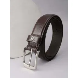 Louis Philippe Brown Leather Textured Casual Belt-picture-21