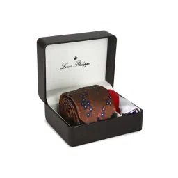 Louis Philippe Brown Printed Tie & Pocket Square - Pack of 2-picture-42