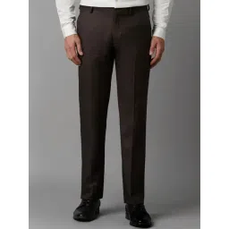 Louis Philippe Brown Regular Fit Self Pattern Trousers-picture-20