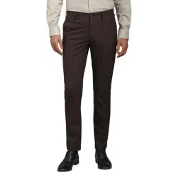 Louis Philippe Brown Slim Fit Checks Trousers-picture-18