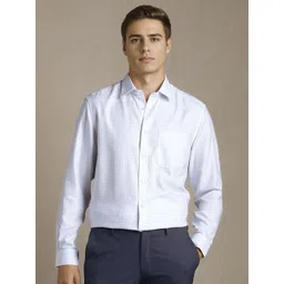 Louis Philippe Checked Spread Collar Pure Cotton Formal Shirt-picture-21