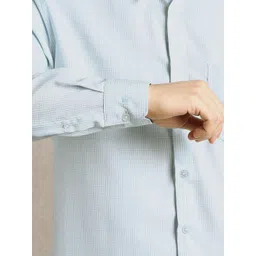 Louis Philippe Checked Spread Collar Pure Cotton Slim Fit Formal Shirt image 5