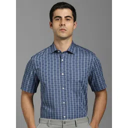 Louis Philippe Checked Spread Collar Slim Fit Pure Cotton Shirt-picture-14