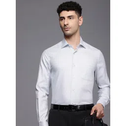 Louis Philippe Classic Textured Self Design Wrinkle Free Pure Cotton Formal Shirt-picture-21