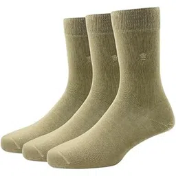 louis philippe Cotton Full Length Men's Plain Pattern Socks (Pack Of 3) - Beige-picture-13