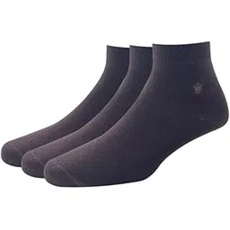 louis philippe Cotton Quarter Length Men's Plain Pattern Socks (Pack Of 3) - Brown-picture-14