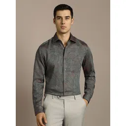 Louis Philippe Ethnic Motifs Printed Spread Collar Cotton Formal Shirt-picture-22