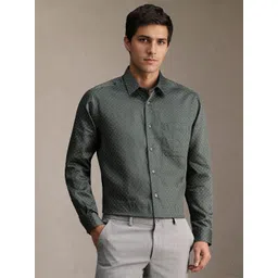 Louis Philippe Floral Printed Spread Collar Formal Pure Cotton Shirt-picture-36