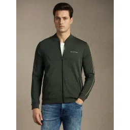 Louis Philippe Green Cotton Regular Fit Solid Sweatshirt-picture-11