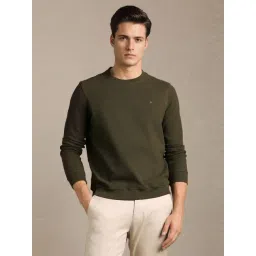 Louis Philippe Green Cotton Regular Fit Texture Sweatshirt-picture-33