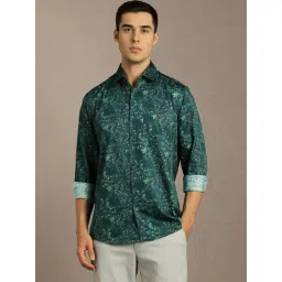 Louis Philippe Green Cotton Slim Fit Printed Shirt-picture-21