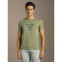 Louis Philippe Green Cotton Slim Fit Printed T-Shirt-picture-36