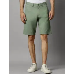 Louis Philippe Green Cotton Slim Fit Shorts-picture-24